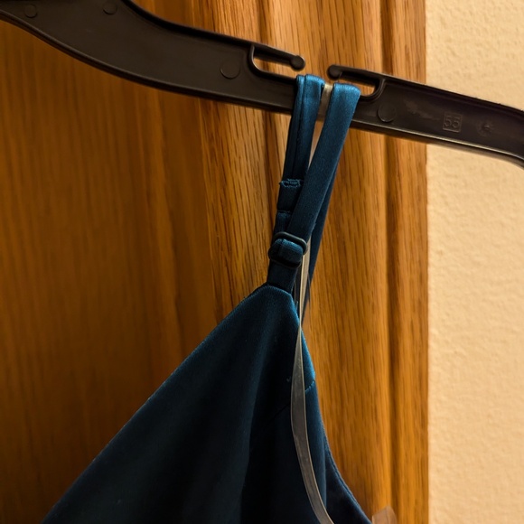 Honey and Rosie Spaghetti Strap V-Neck Ruched Satin Bodycon Dress - Picture 6 of 11